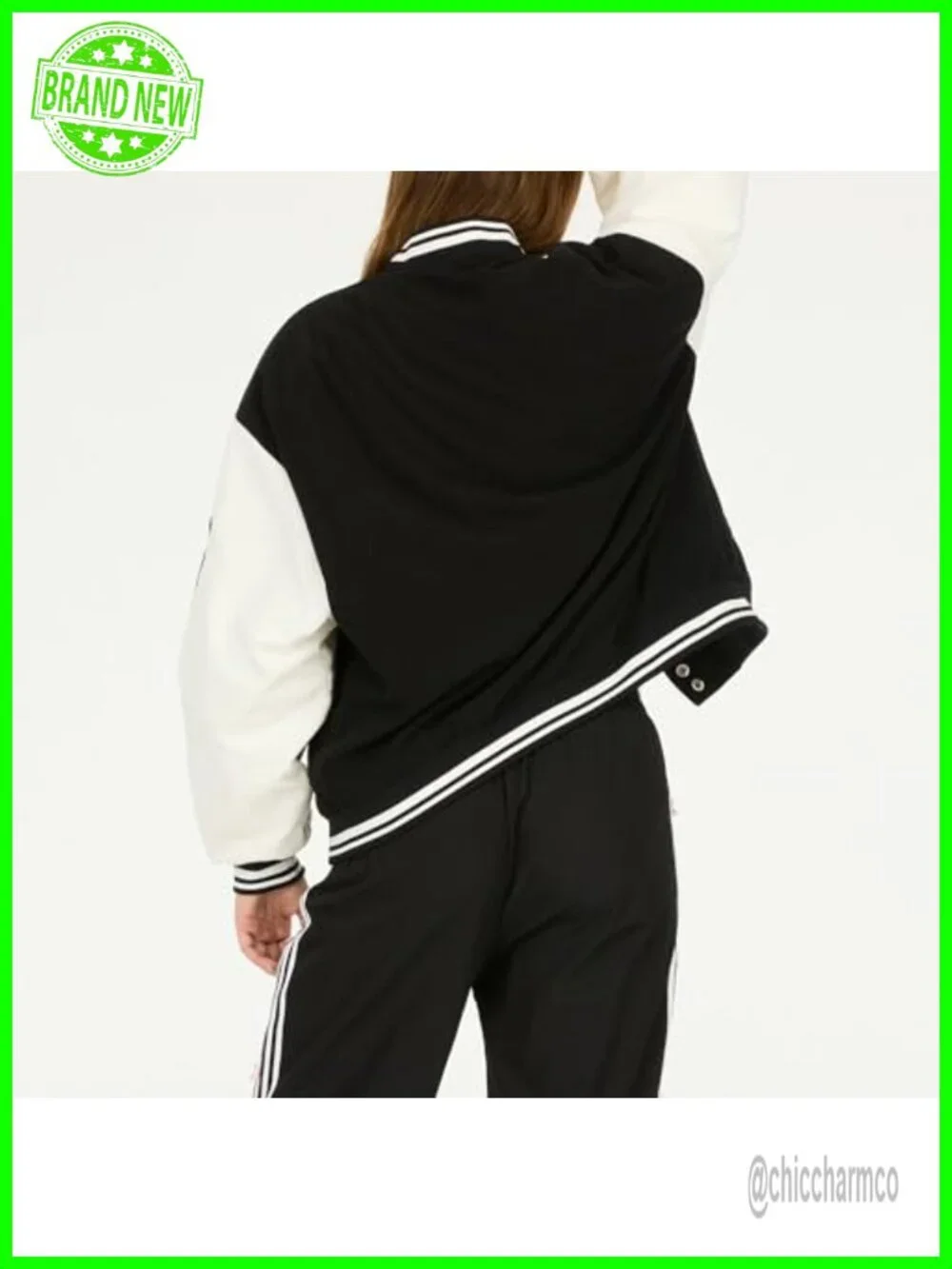Oversized Corduroy Bomber Jacket Women's Varsity Patches Snap Closure Retro